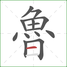 魯的笔顺第14画:横 魯的笔顺第14画:横