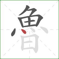 魯的笔顺第9画:点 魯的笔顺第9画:点