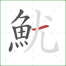 魷的笔顺第12画：横