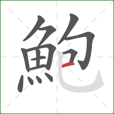 鮑的笔顺第15画:横 鮑的笔顺第15画:横