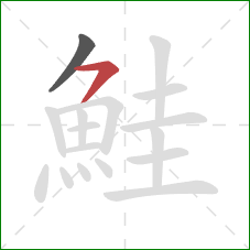 鮭的笔顺第2画:横撇 鮭的笔顺第2画:横撇