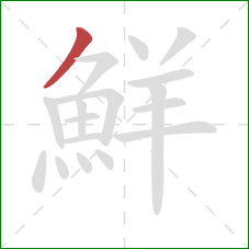 鮮的笔顺第1画:撇 鮮的笔顺第1画:撇