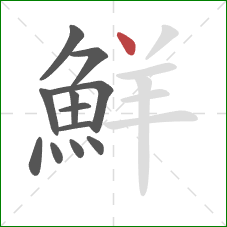 鮮的笔顺第12画:点 鮮的笔顺第12画:点