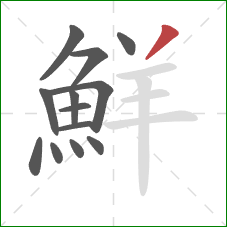 鮮的笔顺第13画:撇 鮮的笔顺第13画:撇