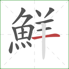 鮮的笔顺第16画:横 鮮的笔顺第16画:横