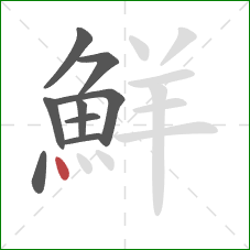 鮮的笔顺第9画:点 鮮的笔顺第9画:点
