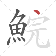 鯇的笔顺第12画:点 鯇的笔顺第12画:点