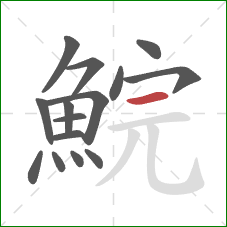 鯇的笔顺第15画:横 鯇的笔顺第15画:横