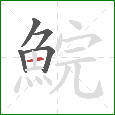 鯇的笔顺第5画:横 鯇的笔顺第5画:横
