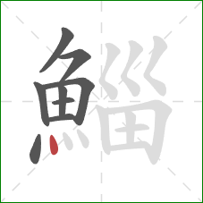鯔的笔顺第9画:点 鯔的笔顺第9画:点