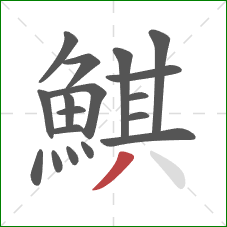 鯕的笔顺第18画：撇