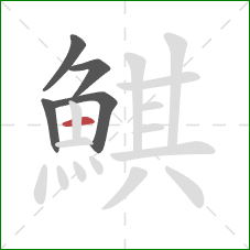 鯕的笔顺第5画：横