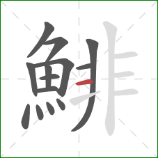 鯡的笔顺第14画：横