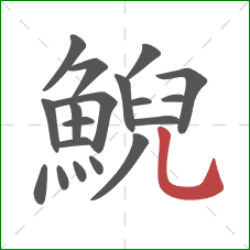 鯢的笔顺第19画:竖弯钩 鯢的笔顺第19画:竖弯钩