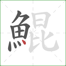 鯤的笔顺第11画：点