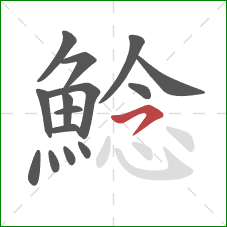鯰的笔顺第15画:横撇 鯰的笔顺第15画:横撇