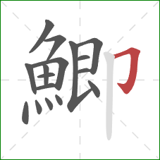 鯽的笔顺第17画:横折钩 鯽的笔顺第17画:横折钩