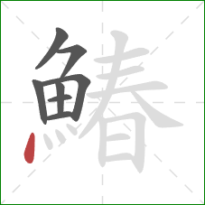 鰆的笔顺第8画:点 鰆的笔顺第8画:点