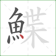 鰈的笔顺第11画:点 鰈的笔顺第11画:点