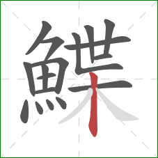 鰈的笔顺第18画:竖 鰈的笔顺第18画:竖