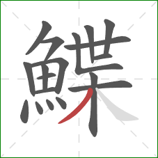 鰈的笔顺第19画:撇 鰈的笔顺第19画:撇