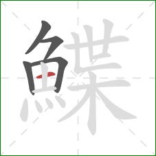 鰈的笔顺第5画:横 鰈的笔顺第5画:横