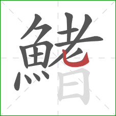 鰭的笔顺第17画:竖弯钩 鰭的笔顺第17画:竖弯钩