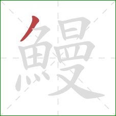 鰻的笔顺第1画:撇 鰻的笔顺第1画:撇