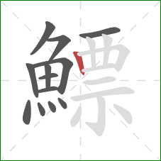 鰾的笔顺第13画:竖 鰾的笔顺第13画:竖