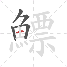 鰾的笔顺第5画:横 鰾的笔顺第5画:横