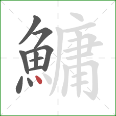 鱅的笔顺第10画:点 鱅的笔顺第10画:点