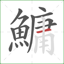 鱅的笔顺第17画:横 鱅的笔顺第17画:横