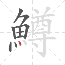 鱒的笔顺第10画:点 鱒的笔顺第10画:点