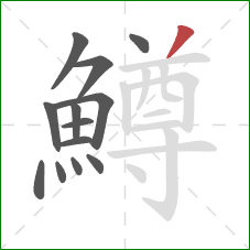 鱒的笔顺第13画:撇 鱒的笔顺第13画:撇