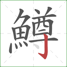 鱒的笔顺第22画:竖钩 鱒的笔顺第22画:竖钩