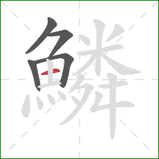 鱗的笔顺第5画:横 鱗的笔顺第5画:横