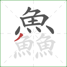 鱻的笔顺第12画:撇 鱻的笔顺第12画:撇