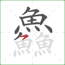 鱻的笔顺第13画:横撇 鱻的笔顺第13画:横撇