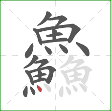 鱻的笔顺第21画:点 鱻的笔顺第21画:点