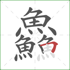 鱻的笔顺第26画:横折 鱻的笔顺第26画:横折