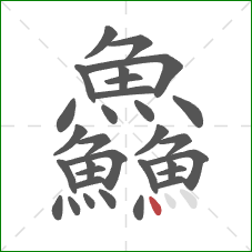 鱻的笔顺第31画:点 鱻的笔顺第31画:点