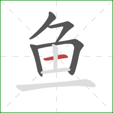 鱼的笔顺第5画：横