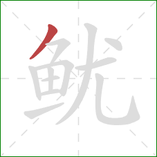 鱿的笔顺第1画:撇 鱿的笔顺第1画:撇