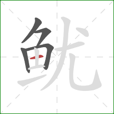 鱿的笔顺第5画:横 鱿的笔顺第5画:横