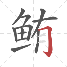 鲔的笔顺第12画:横折钩 鲔的笔顺第12画:横折钩