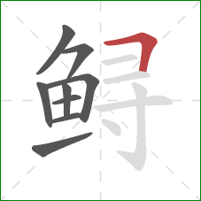 鲟的笔顺第9画:横折 鲟的笔顺第9画:横折