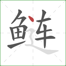 鲢的笔顺第13画：点