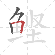鲣的笔顺第4画：横折