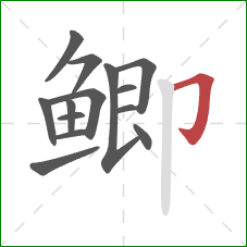 鲫的笔顺第14画:横折钩 鲫的笔顺第14画:横折钩