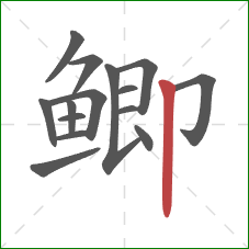 鲫的笔顺第15画:竖 鲫的笔顺第15画:竖